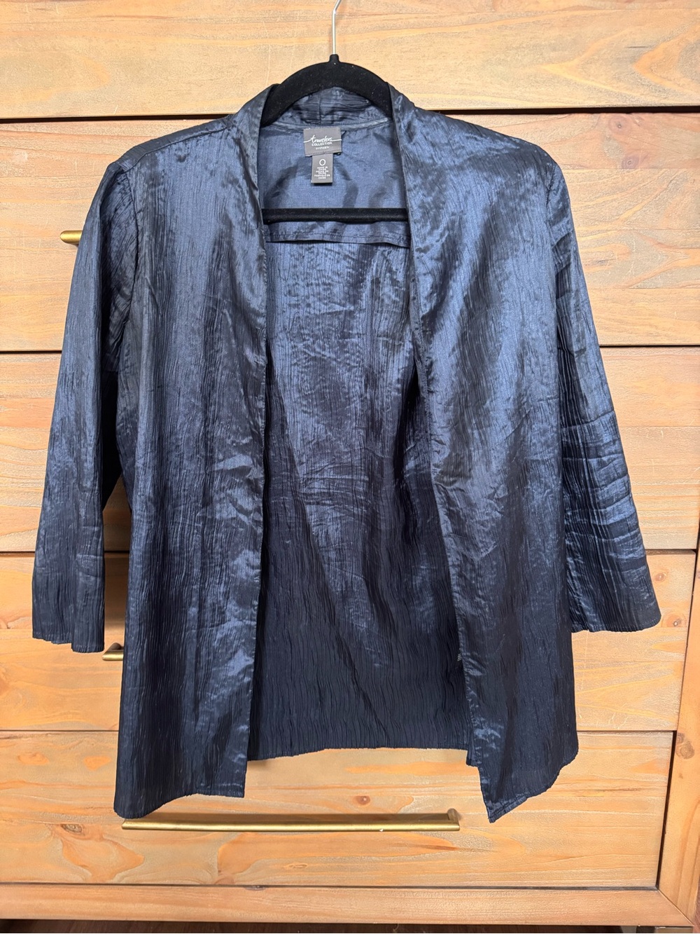 Chico's Shiny Black Open-Front Jacket